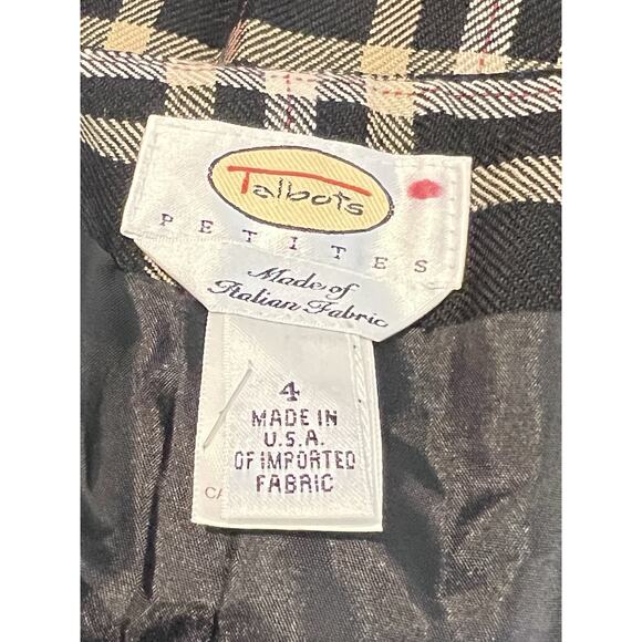 Talbots Petite Plaid Pants Women 4P Blaci White Lined Work Preppy Acadamia - Picture 7 of 9